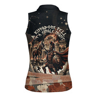 Trojan War Horse Entered Burned Women Sleeveless Polo Shirt Greek Wooden Trojan Horse Spartan Warrior