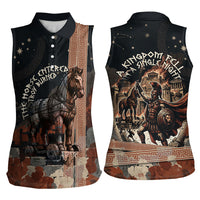 Trojan War Horse Entered Burned Women Sleeveless Polo Shirt Greek Wooden Trojan Horse Spartan Warrior