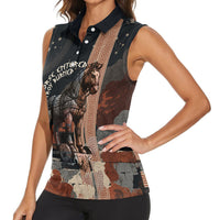 Trojan War Horse Entered Burned Women Sleeveless Polo Shirt Greek Wooden Trojan Horse Spartan Warrior
