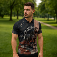 Trojan War Horse Entered Burned Zipper Polo Shirt Greek Wooden Trojan Horse Spartan Warrior