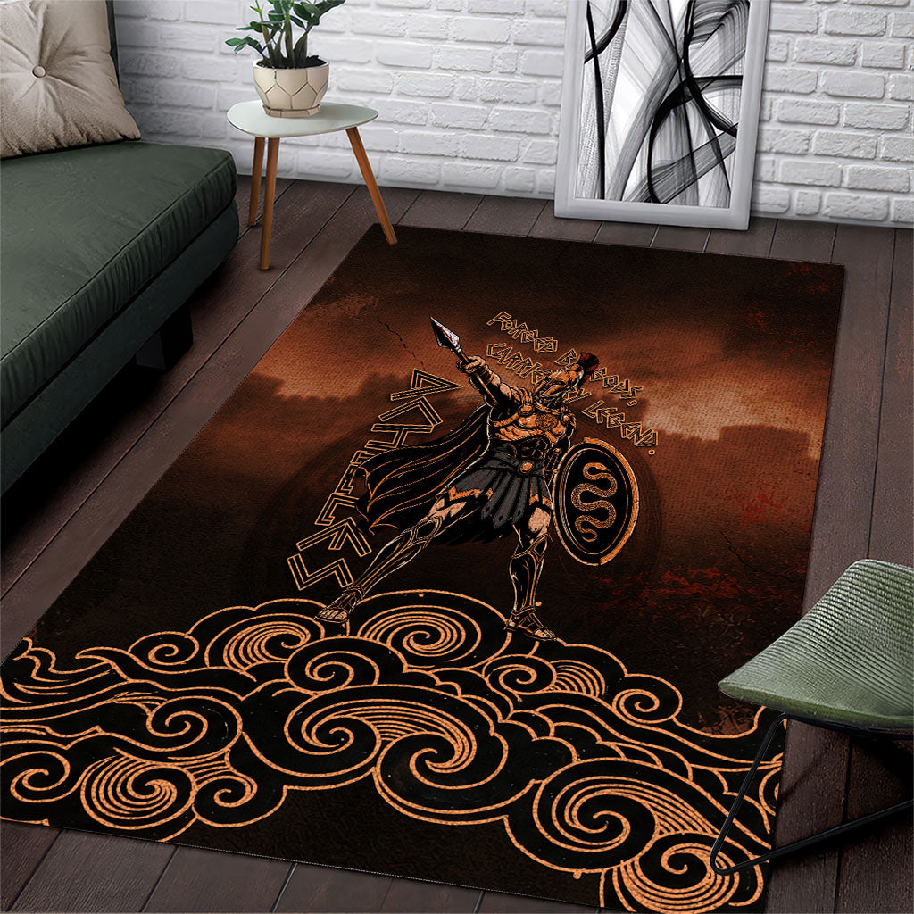 Achilles Iliad Greek Hero Legend Area Rug Trojan War Spartan Warrior Spear Graphic Art