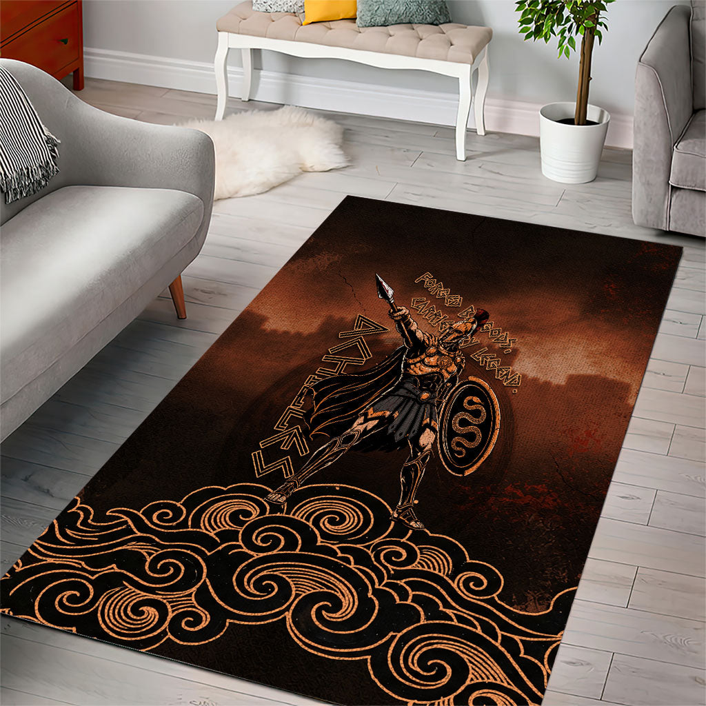 Achilles Iliad Greek Hero Legend Area Rug Trojan War Spartan Warrior Spear Graphic Art