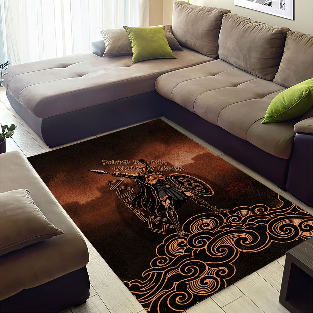 Achilles Iliad Greek Hero Legend Area Rug Trojan War Spartan Warrior Spear Graphic Art