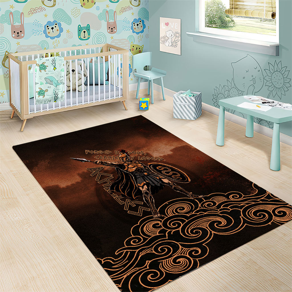 Achilles Iliad Greek Hero Legend Area Rug Trojan War Spartan Warrior Spear Graphic Art