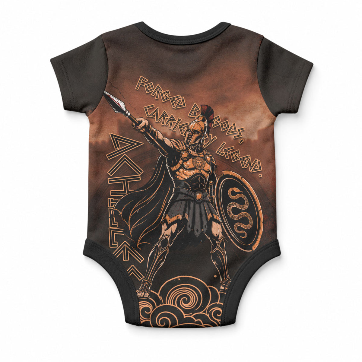 Achilles Iliad Greek Hero Legend Baby Onesie Trojan War Spartan Warrior Spear Graphic Art