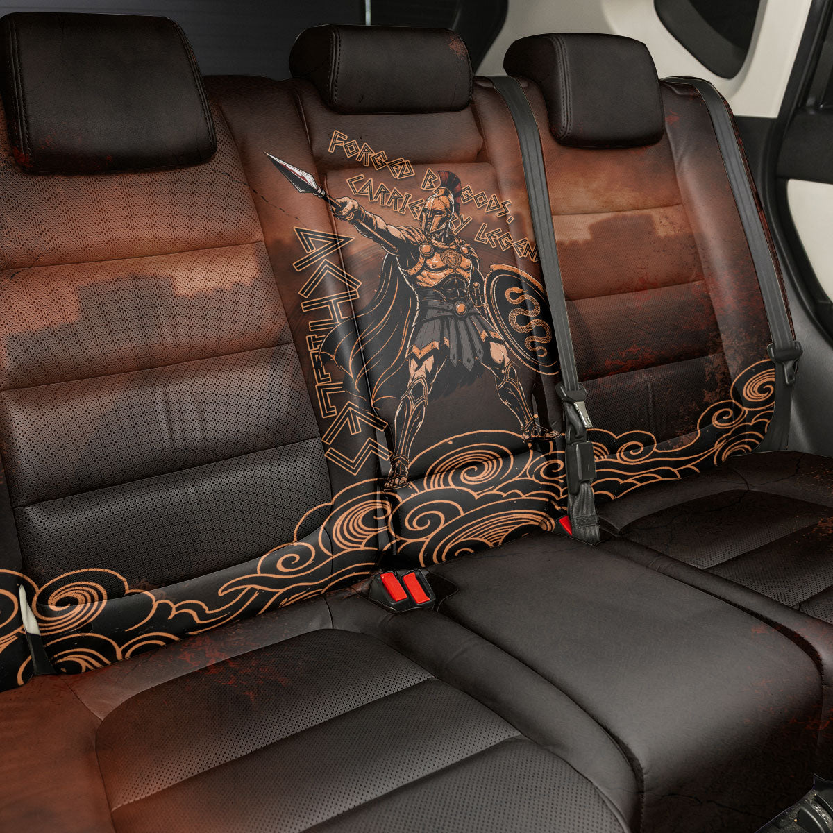 Achilles Iliad Greek Hero Legend Back Car Seat Cover Trojan War Spartan Warrior Spear Graphic Art