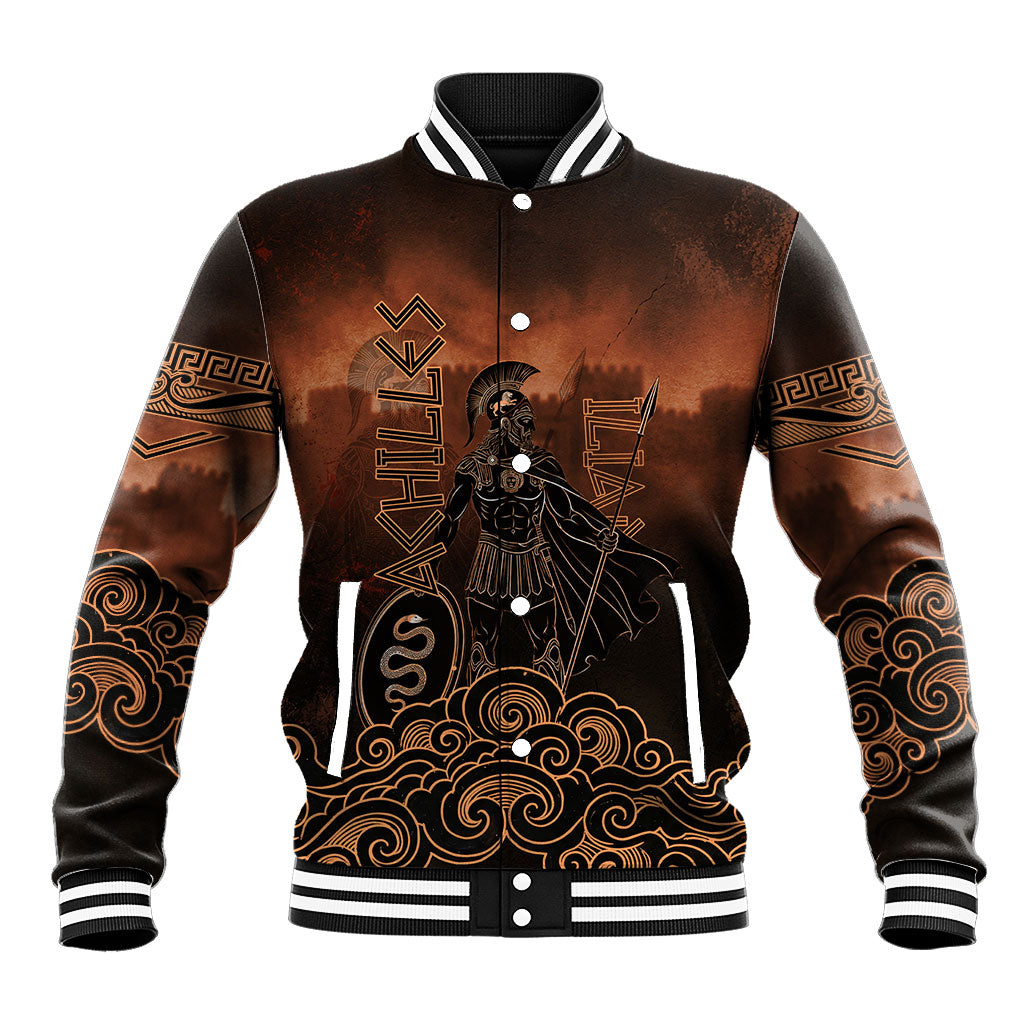 Achilles Iliad Greek Hero Legend Baseball Jacket Trojan War Spartan Warrior Spear Graphic Art