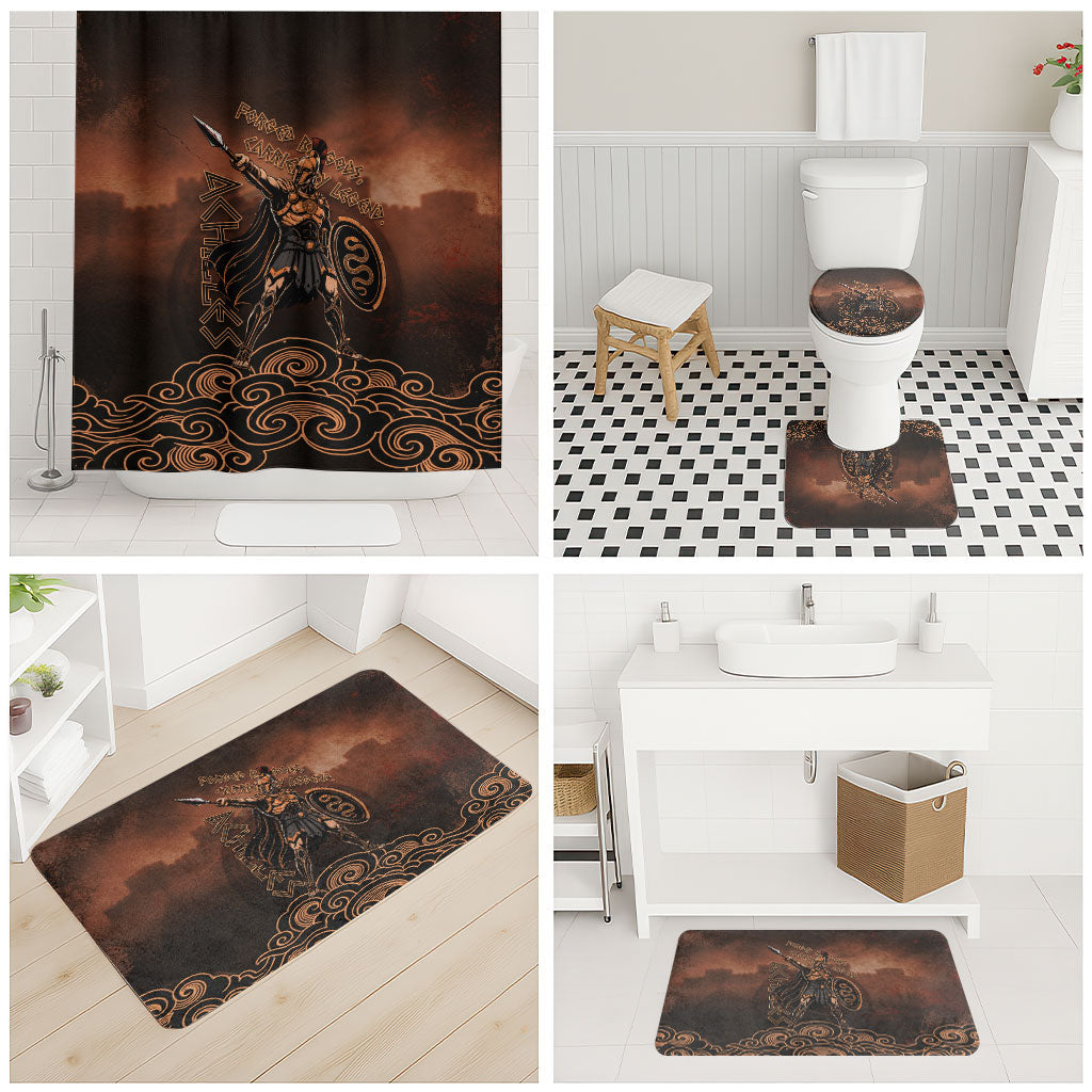Achilles Iliad Greek Hero Legend Bathroom Set Trojan War Spartan Warrior Spear Graphic Art