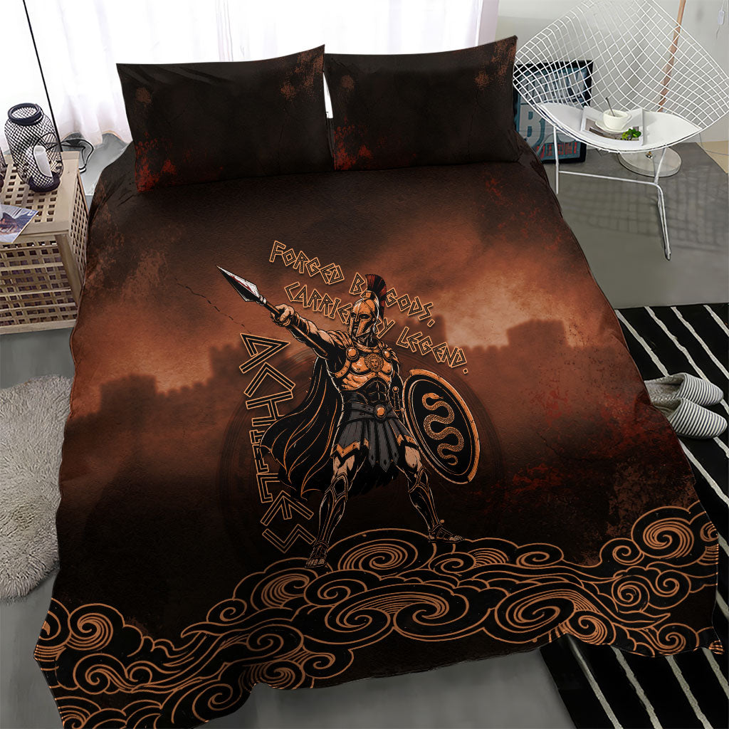Achilles Iliad Greek Hero Legend Bedding Set Trojan War Spartan Warrior Spear Graphic Art