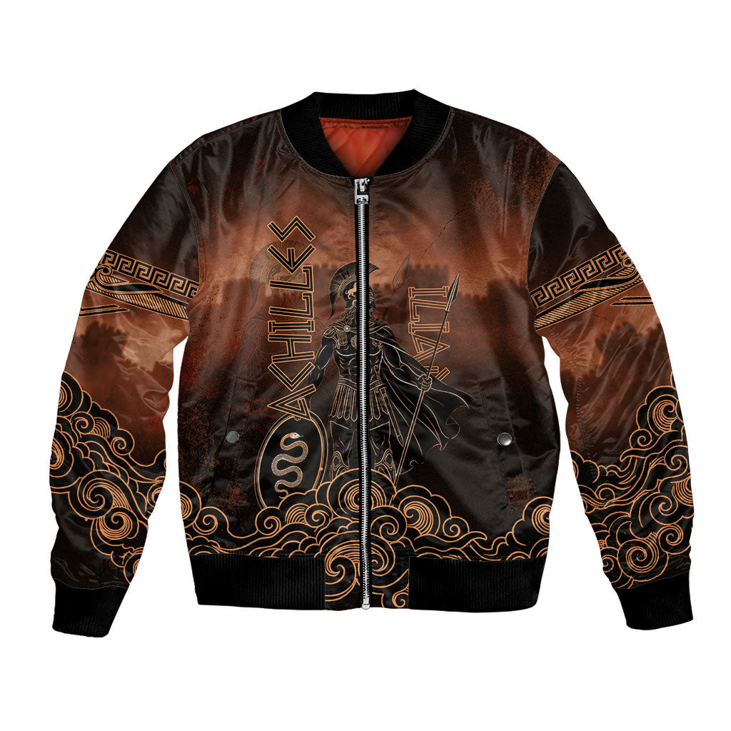 Achilles Iliad Greek Hero Legend Bomber Jacket Trojan War Spartan Warrior Spear Graphic Art