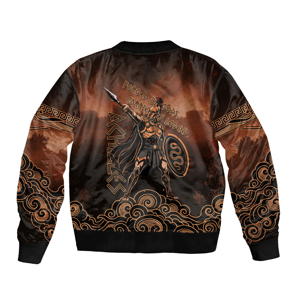 Achilles Iliad Greek Hero Legend Bomber Jacket Trojan War Spartan Warrior Spear Graphic Art