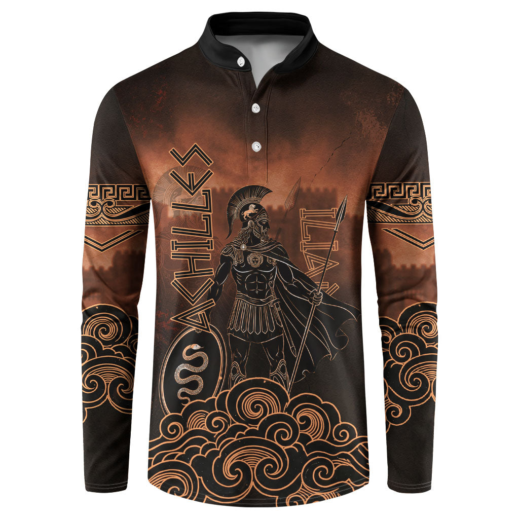 Achilles Iliad Greek Hero Legend Button Sweatshirt Trojan War Spartan Warrior Spear Graphic Art