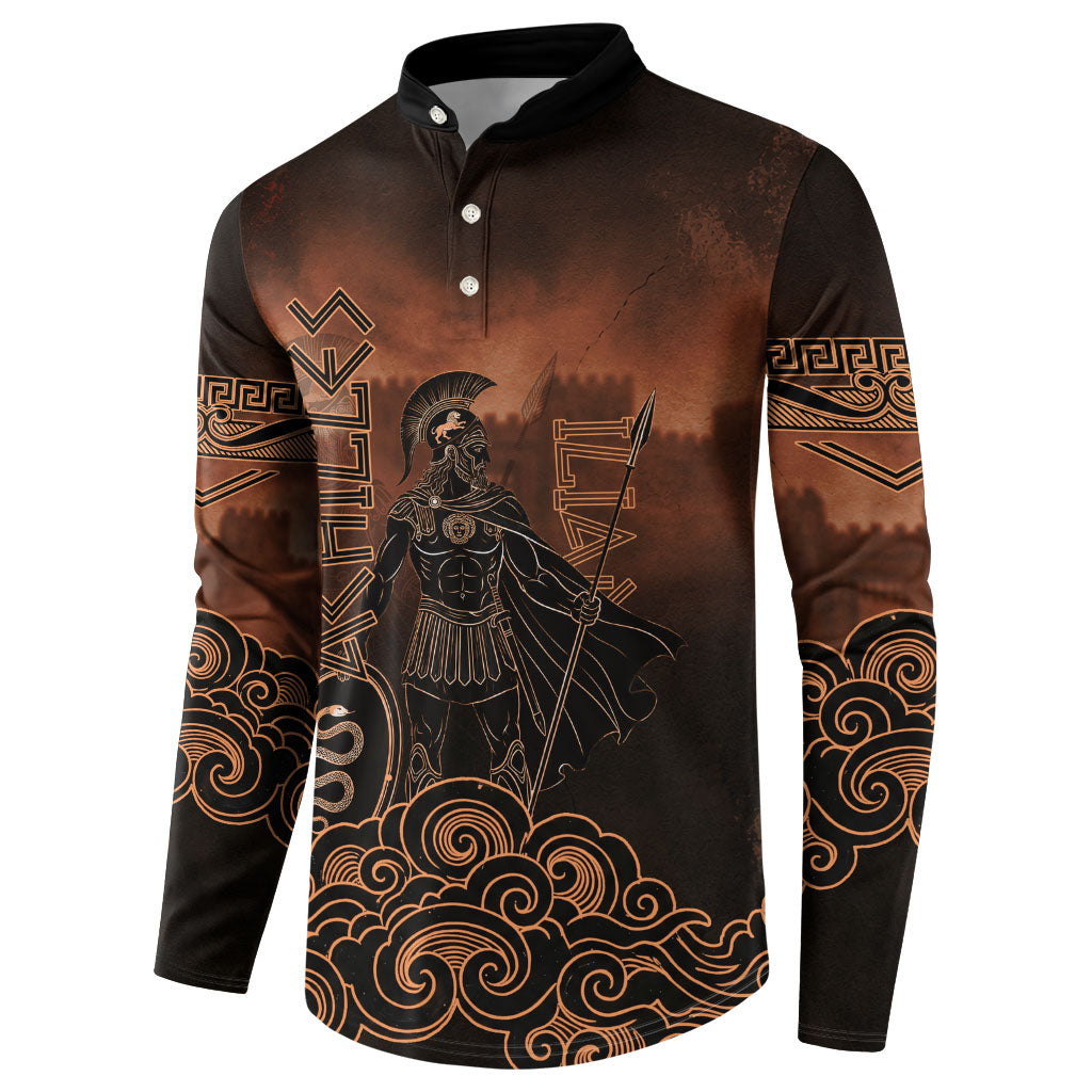Achilles Iliad Greek Hero Legend Button Sweatshirt Trojan War Spartan Warrior Spear Graphic Art