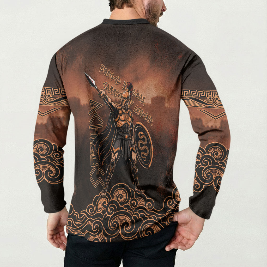 Achilles Iliad Greek Hero Legend Button Sweatshirt Trojan War Spartan Warrior Spear Graphic Art