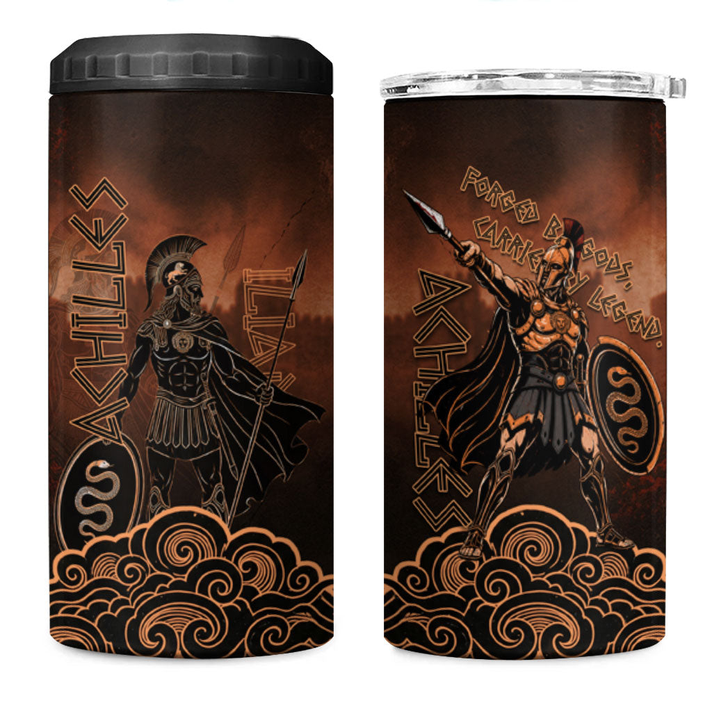 Achilles Iliad Greek Hero Legend 4 in 1 Can Cooler Tumbler Trojan War Spartan Warrior Spear Graphic Art