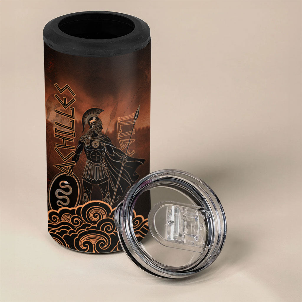 Achilles Iliad Greek Hero Legend 4 in 1 Can Cooler Tumbler Trojan War Spartan Warrior Spear Graphic Art