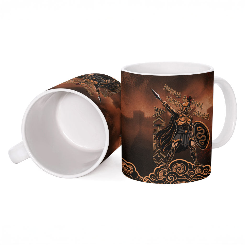 Achilles Iliad Greek Hero Legend Ceramic Mug Trojan War Spartan Warrior Spear Graphic Art