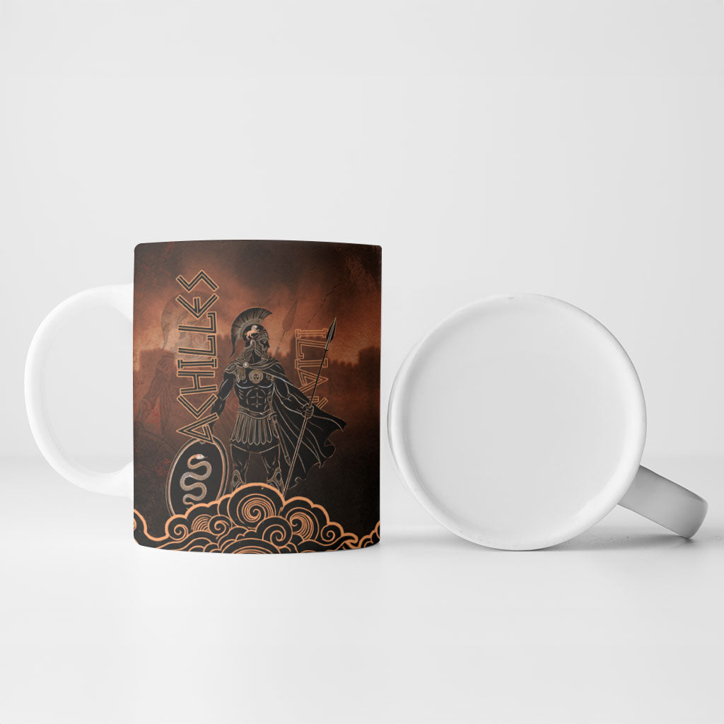Achilles Iliad Greek Hero Legend Ceramic Mug Trojan War Spartan Warrior Spear Graphic Art