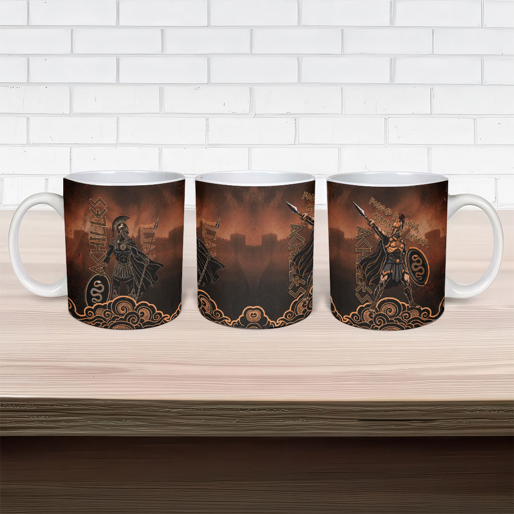 Achilles Iliad Greek Hero Legend Ceramic Mug Trojan War Spartan Warrior Spear Graphic Art