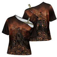 Achilles Iliad Greek Hero Legend Cross Shoulder Shirt Trojan War Spartan Warrior Spear Graphic Art