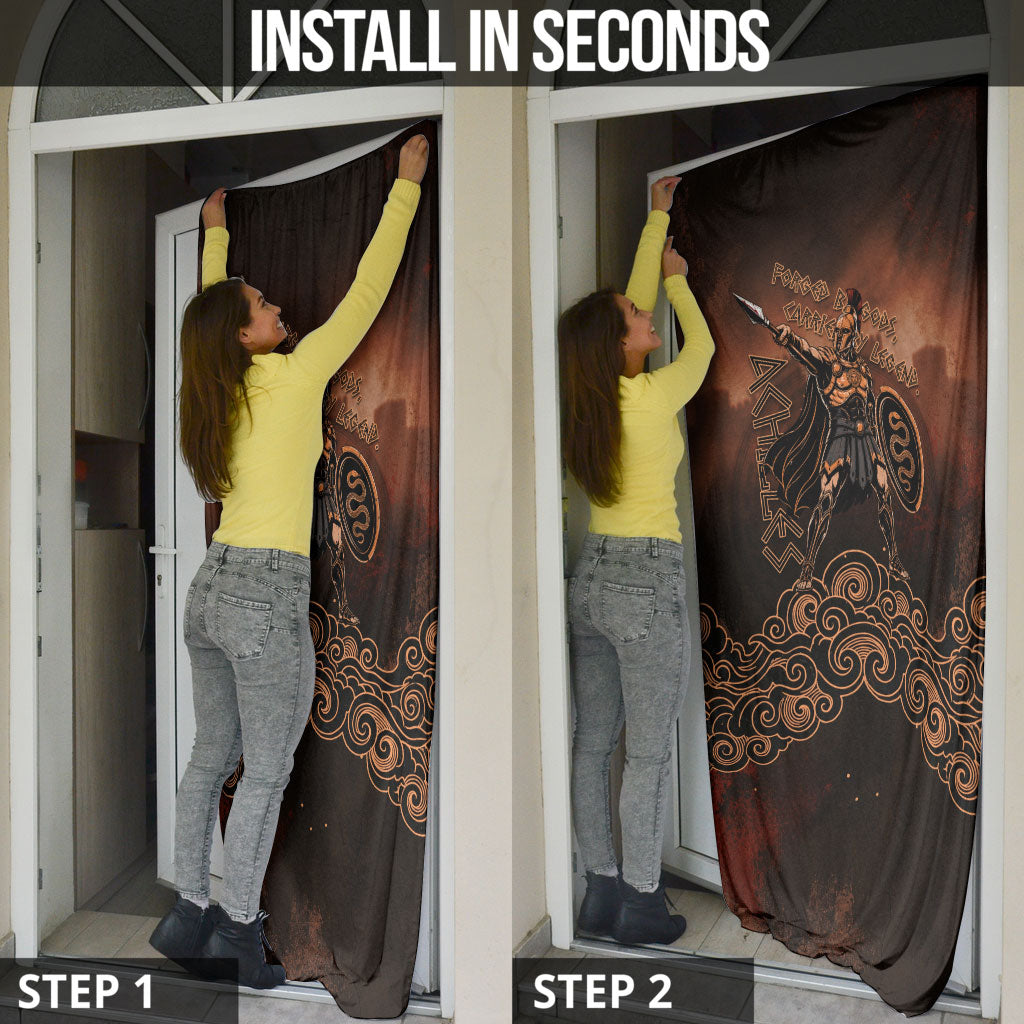 Achilles Iliad Greek Hero Legend Door Cover Trojan War Spartan Warrior Spear Graphic Art