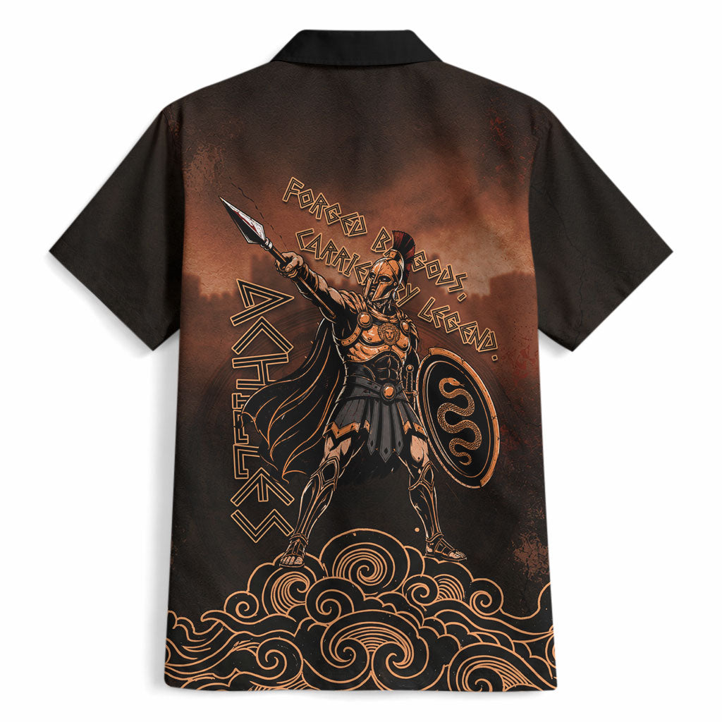 Achilles Iliad Greek Hero Legend Hawaiian Shirt Trojan War Spartan Warrior Spear Graphic Art