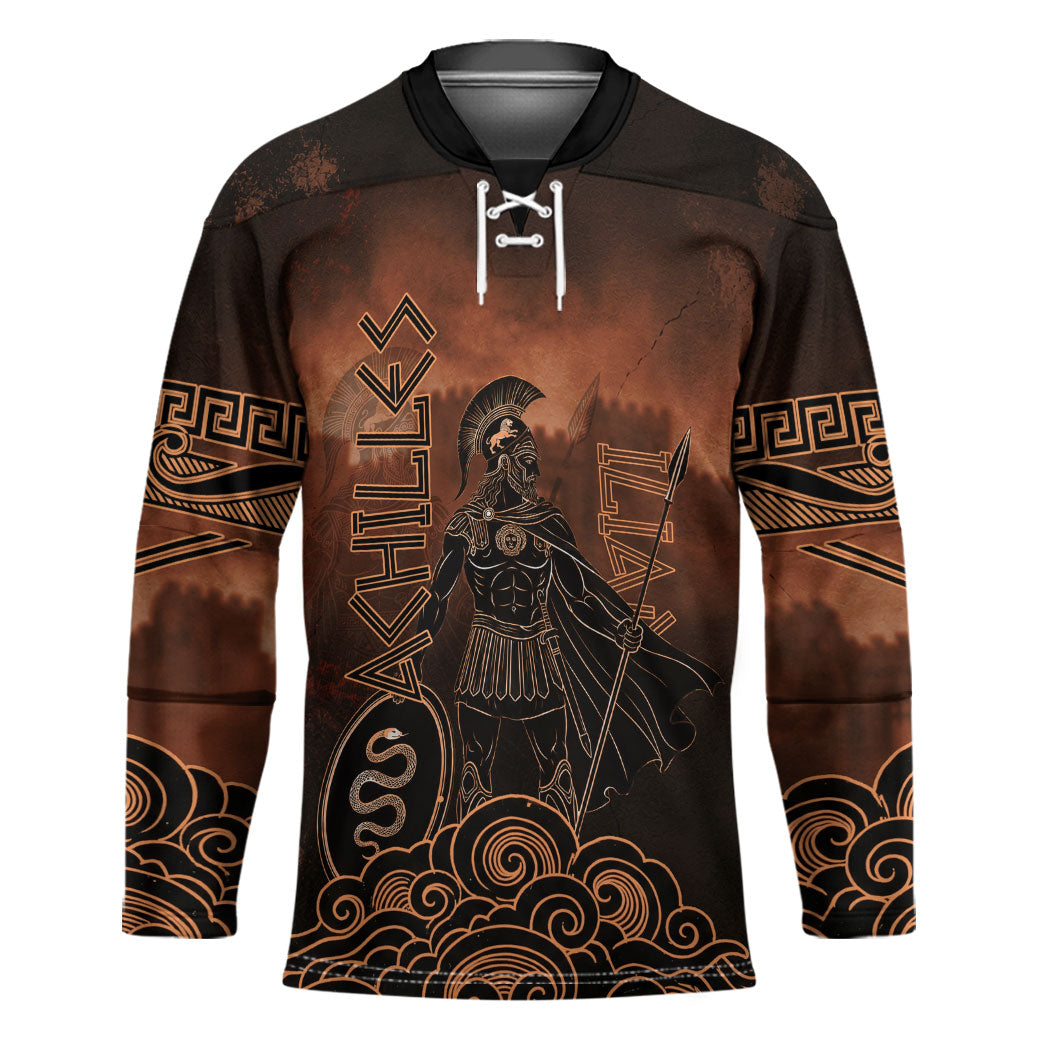 Achilles Iliad Greek Hero Legend Hockey Jersey Trojan War Spartan Warrior Spear Graphic Art