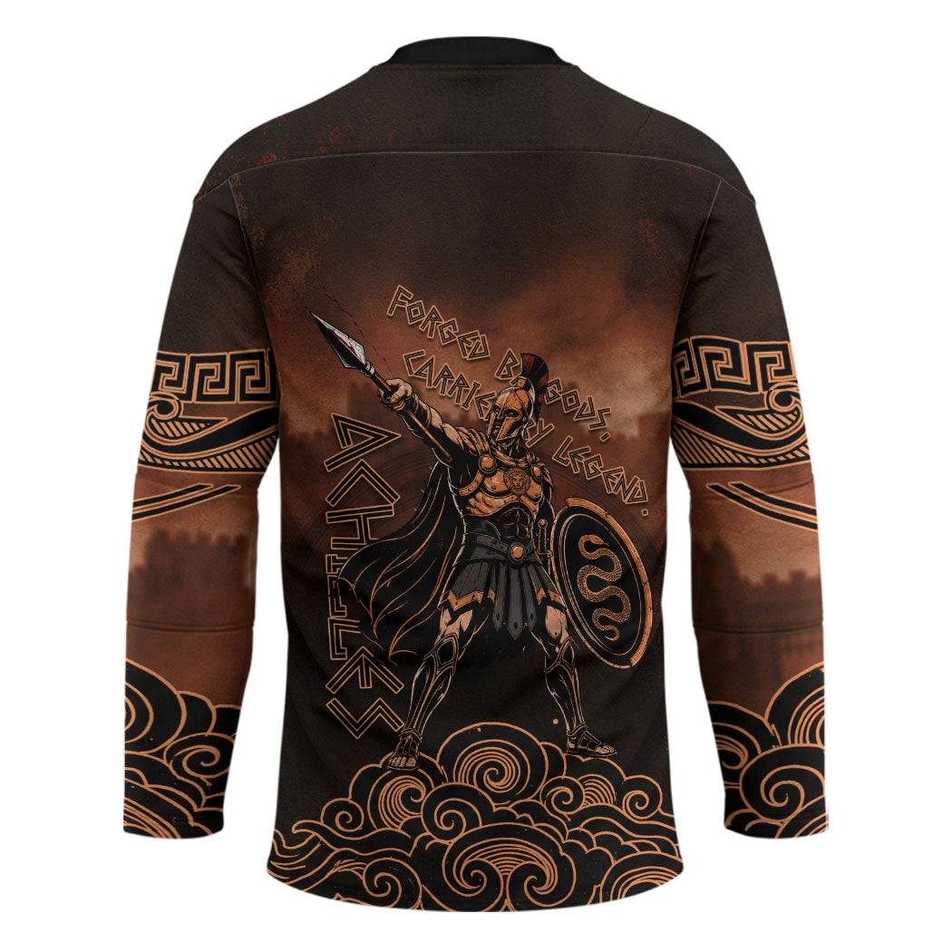 Achilles Iliad Greek Hero Legend Hockey Jersey Trojan War Spartan Warrior Spear Graphic Art