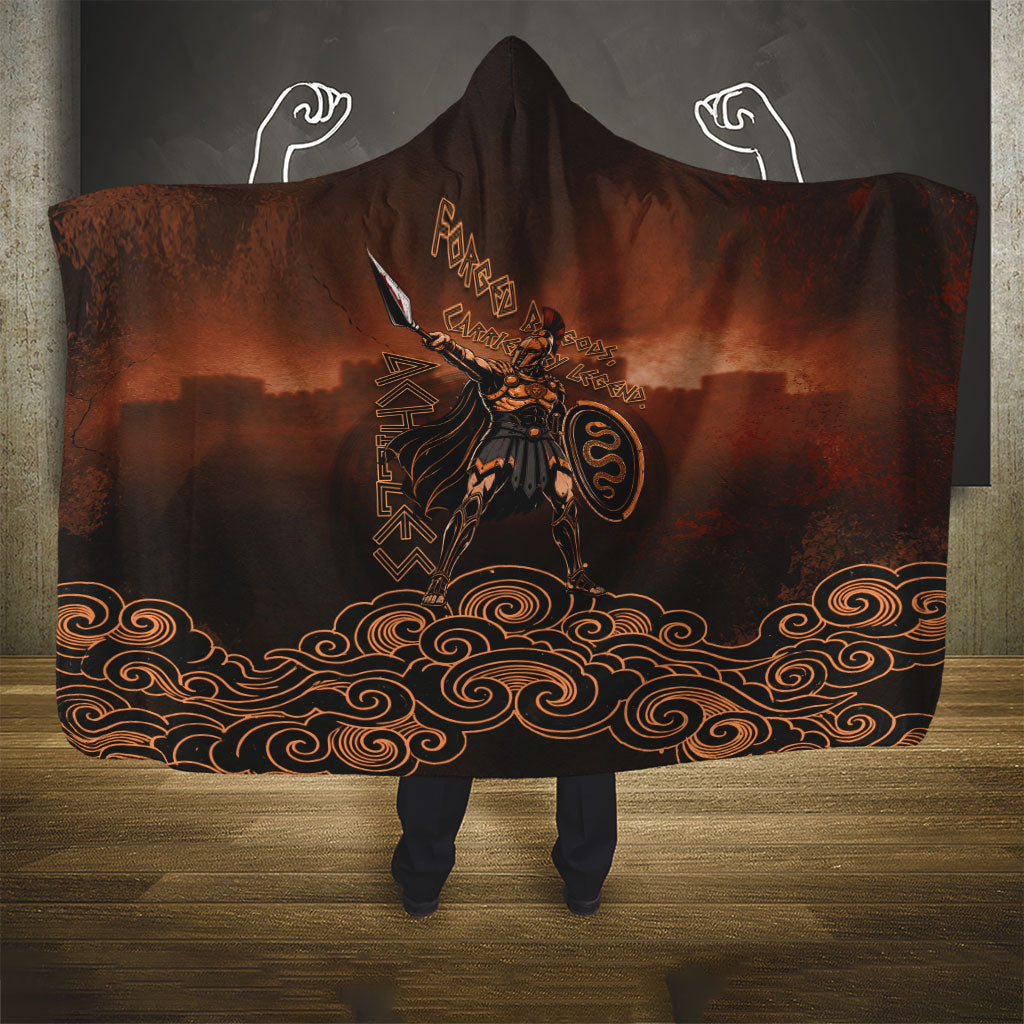 Achilles Iliad Greek Hero Legend Hooded Blanket Trojan War Spartan Warrior Spear Graphic Art