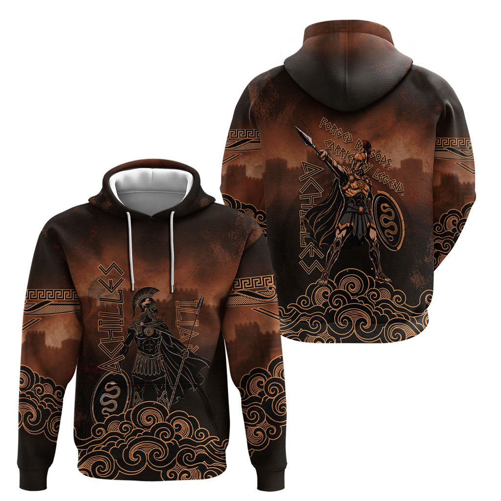 Achilles Iliad Greek Hero Legend Hoodie Trojan War Spartan Warrior Spear Graphic Art