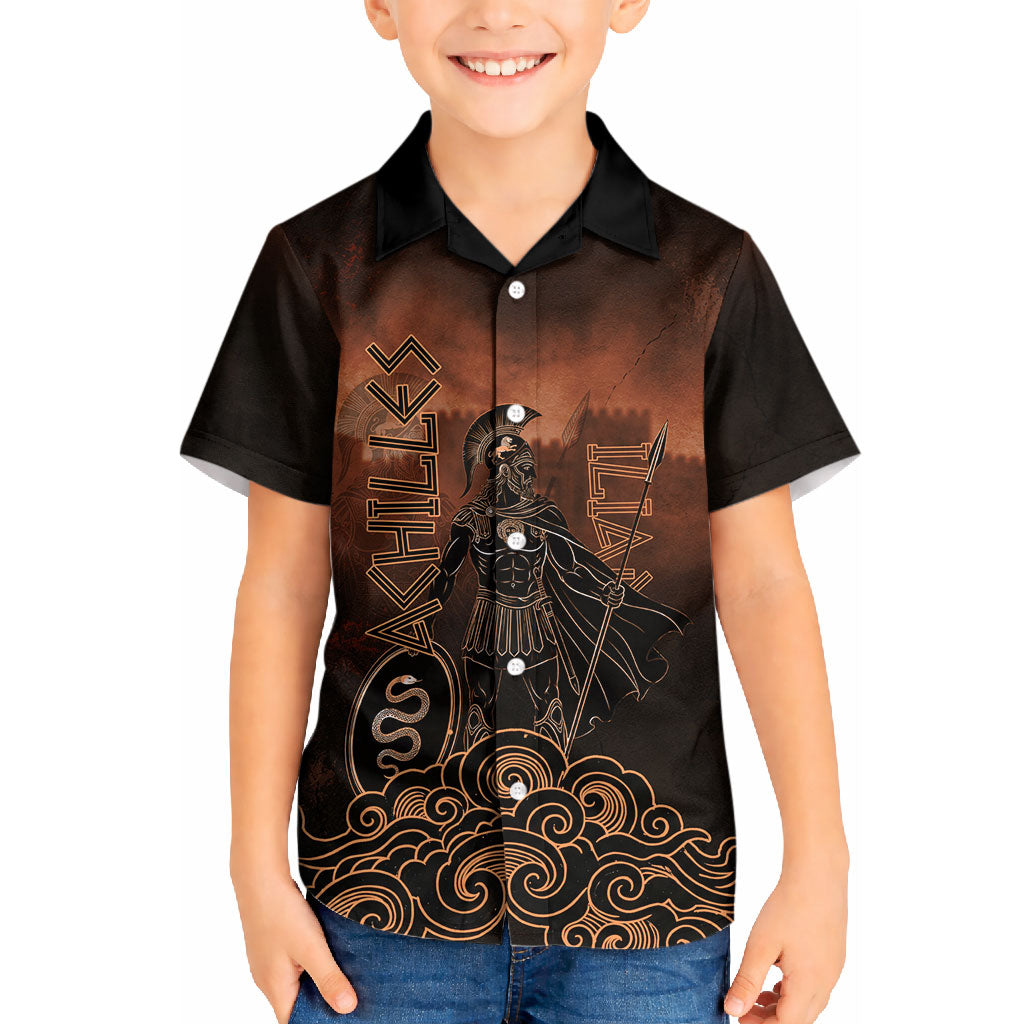 Achilles Iliad Greek Hero Legend Kid Hawaiian Shirt Trojan War Spartan Warrior Spear Graphic Art