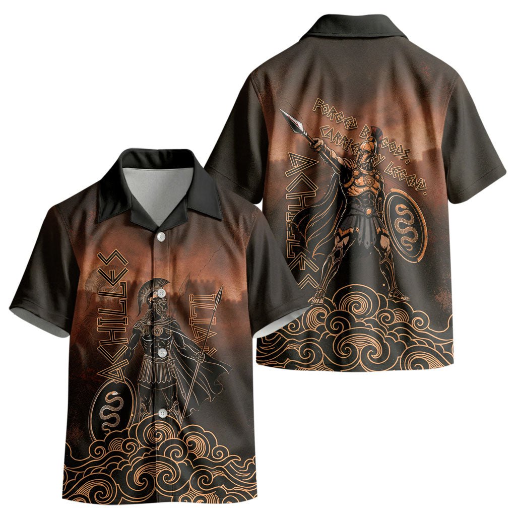 Achilles Iliad Greek Hero Legend Kid Hawaiian Shirt Trojan War Spartan Warrior Spear Graphic Art