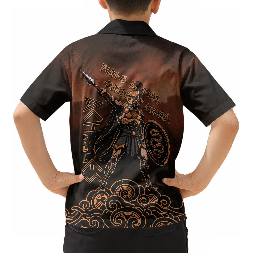 Achilles Iliad Greek Hero Legend Kid Hawaiian Shirt Trojan War Spartan Warrior Spear Graphic Art