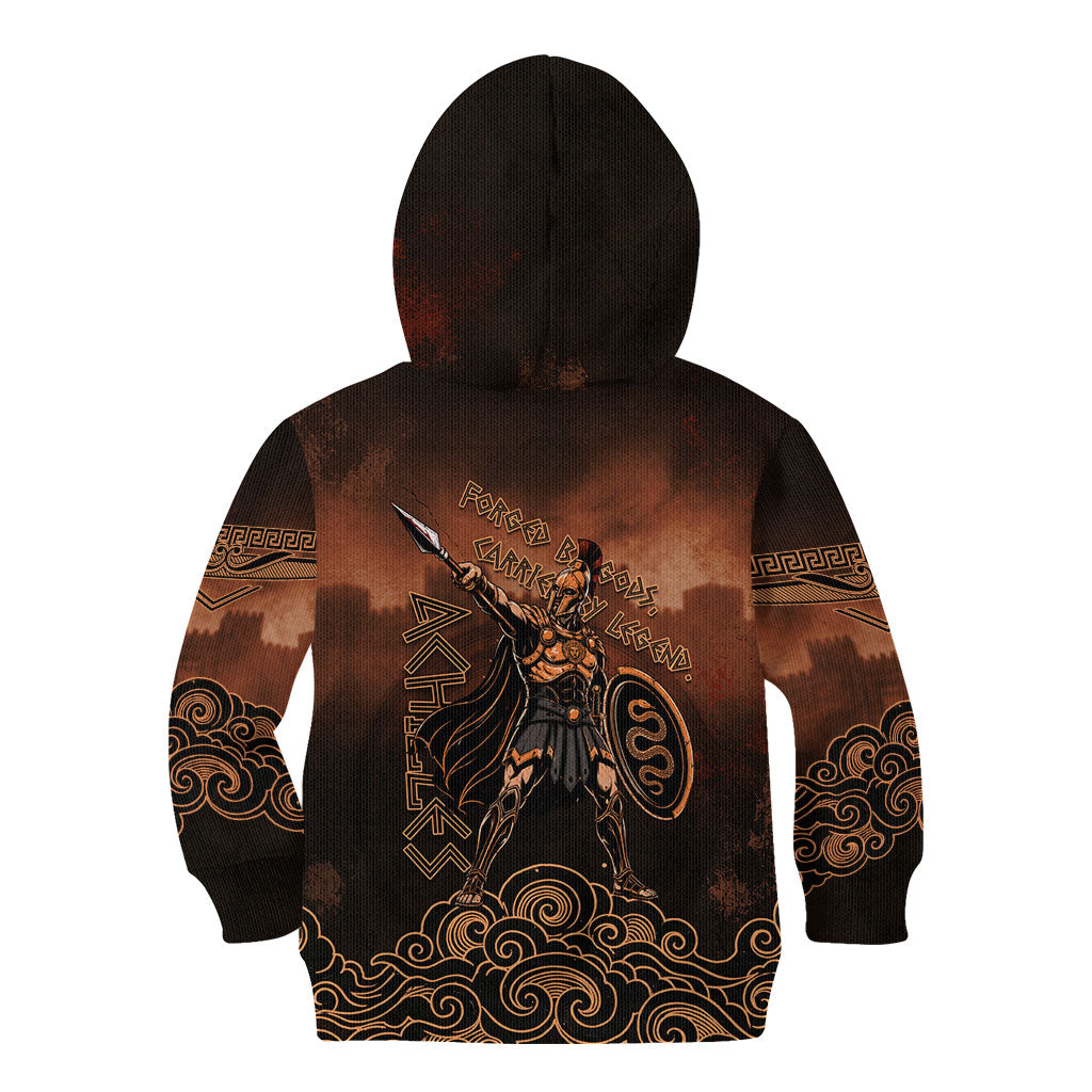 Achilles Iliad Greek Hero Legend Kid Hoodie Trojan War Spartan Warrior Spear Graphic Art