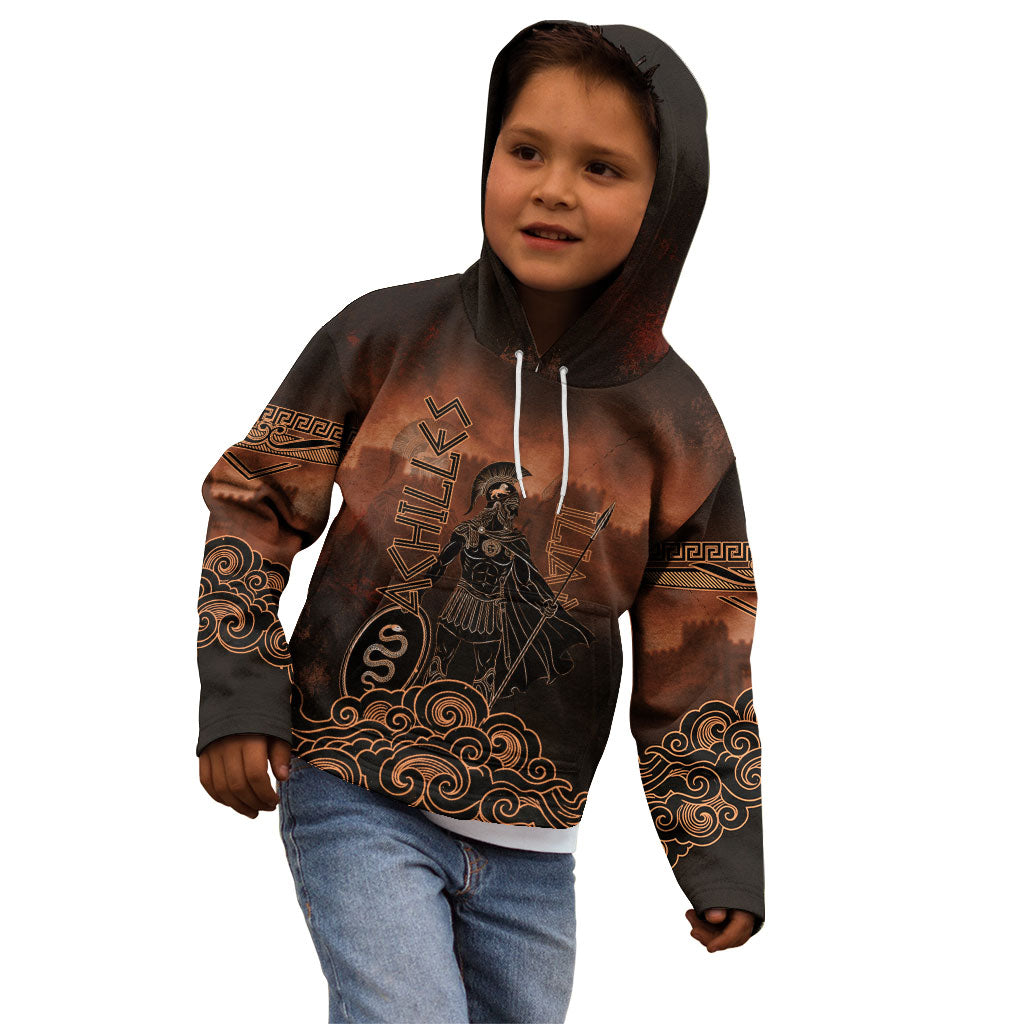 Achilles Iliad Greek Hero Legend Kid Hoodie Trojan War Spartan Warrior Spear Graphic Art