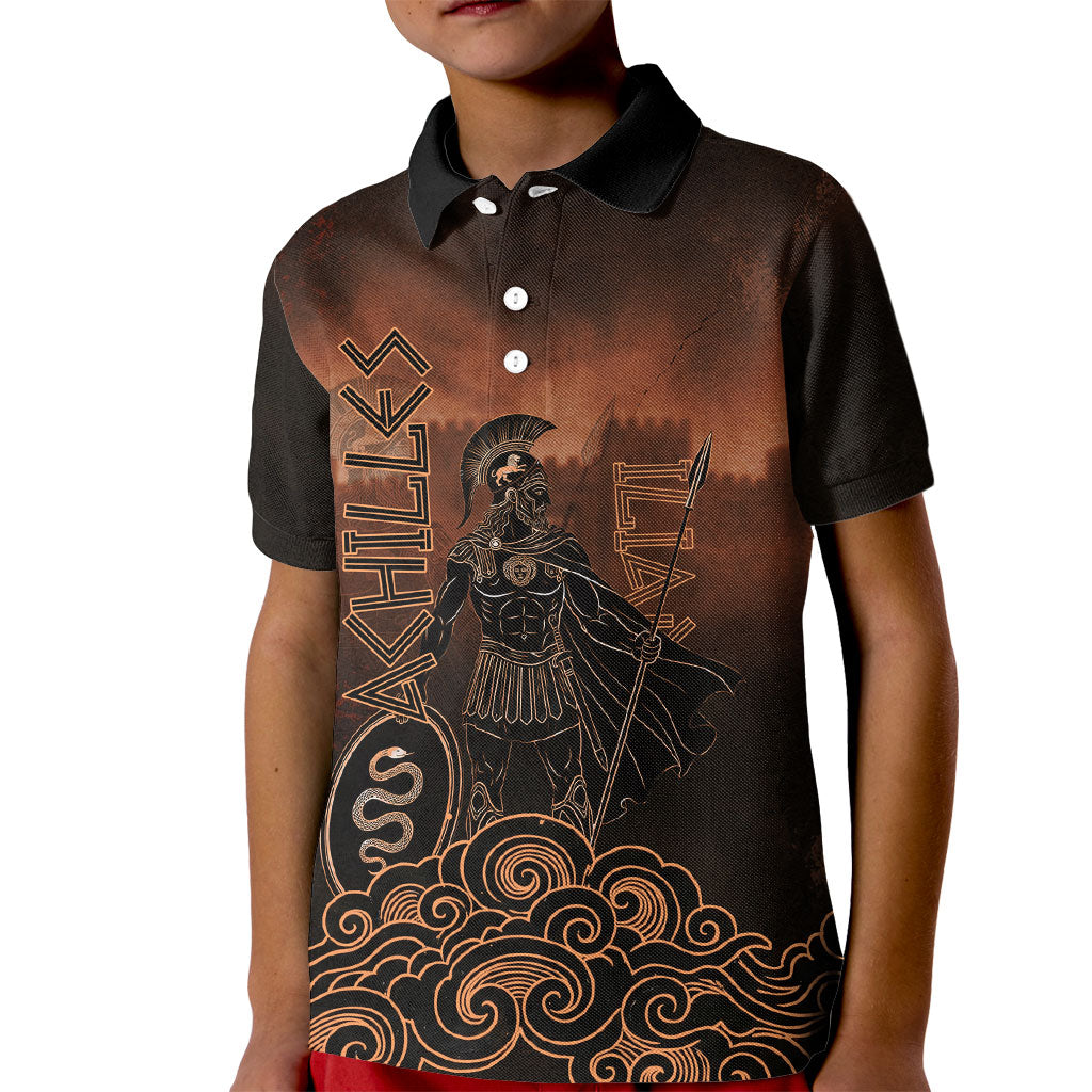 Achilles Iliad Greek Hero Legend Kid Polo Shirt Trojan War Spartan Warrior Spear Graphic Art