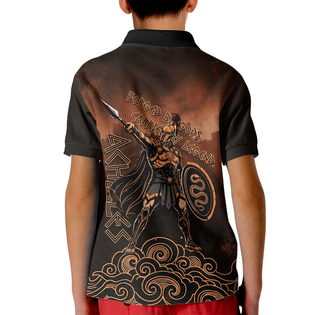 Achilles Iliad Greek Hero Legend Kid Polo Shirt Trojan War Spartan Warrior Spear Graphic Art