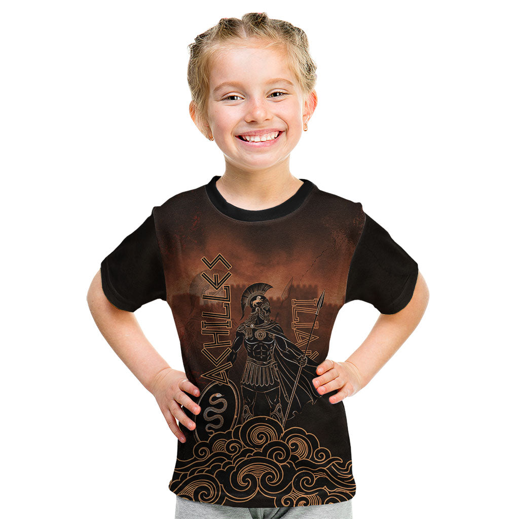 Achilles Iliad Greek Hero Legend Kid T Shirt Trojan War Spartan Warrior Spear Graphic Art