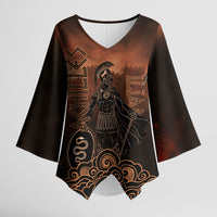 Achilles Iliad Greek Hero Legend Kimono Sleeve Blouse Trojan War Spartan Warrior Spear Graphic Art
