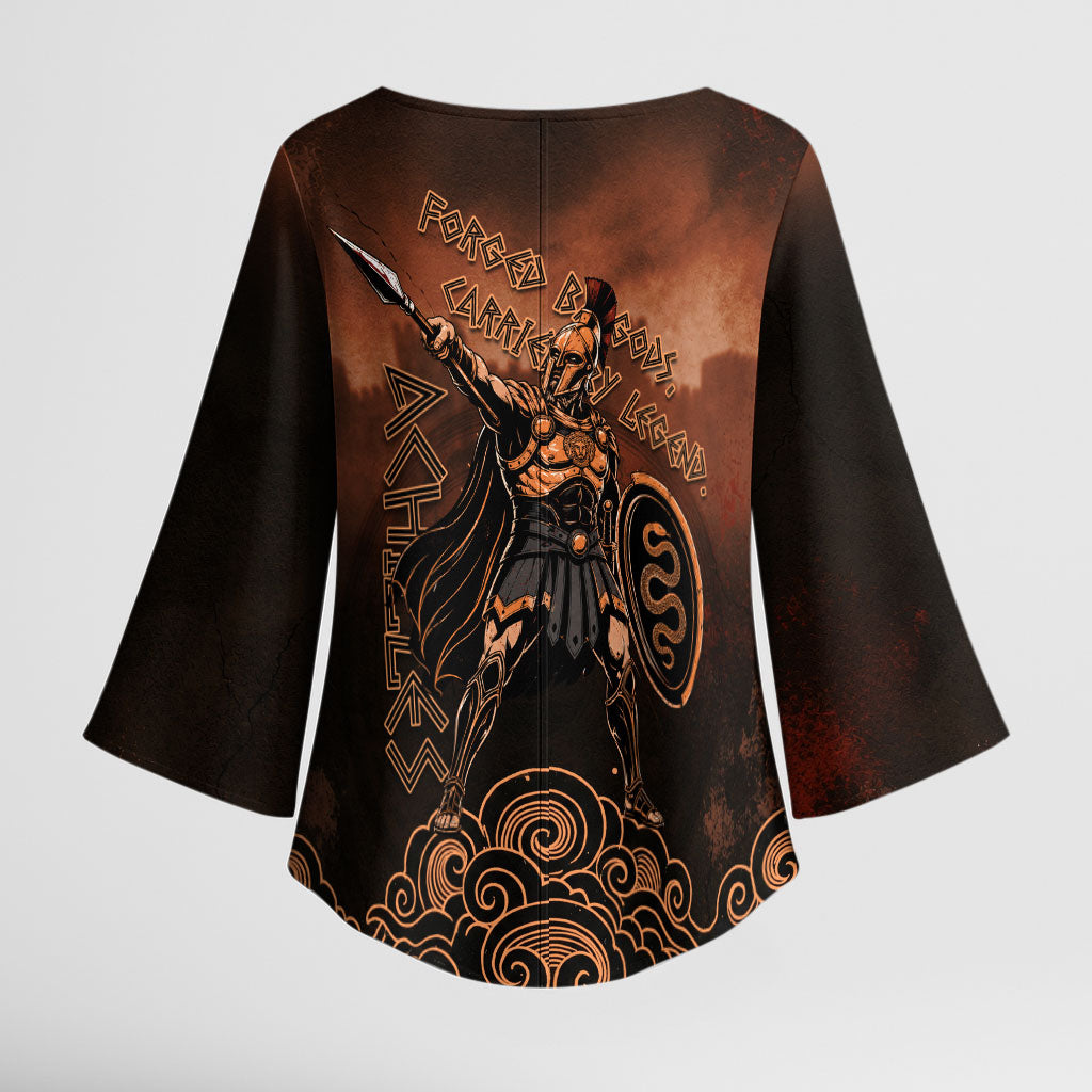 Achilles Iliad Greek Hero Legend Kimono Sleeve Blouse Trojan War Spartan Warrior Spear Graphic Art