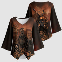 Achilles Iliad Greek Hero Legend Kimono Sleeve Blouse Trojan War Spartan Warrior Spear Graphic Art