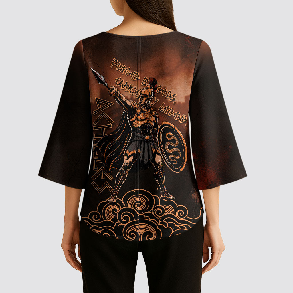 Achilles Iliad Greek Hero Legend Kimono Sleeve Blouse Trojan War Spartan Warrior Spear Graphic Art