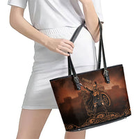 Achilles Iliad Greek Hero Legend Leather Tote Bag Trojan War Spartan Warrior Spear Graphic Art
