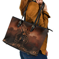 Achilles Iliad Greek Hero Legend Leather Tote Bag Trojan War Spartan Warrior Spear Graphic Art