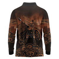 Achilles Iliad Greek Hero Legend Long Sleeve Polo Shirt Trojan War Spartan Warrior Spear Graphic Art