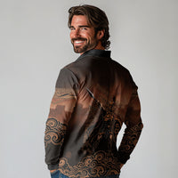 Achilles Iliad Greek Hero Legend Long Sleeve Polo Shirt Trojan War Spartan Warrior Spear Graphic Art