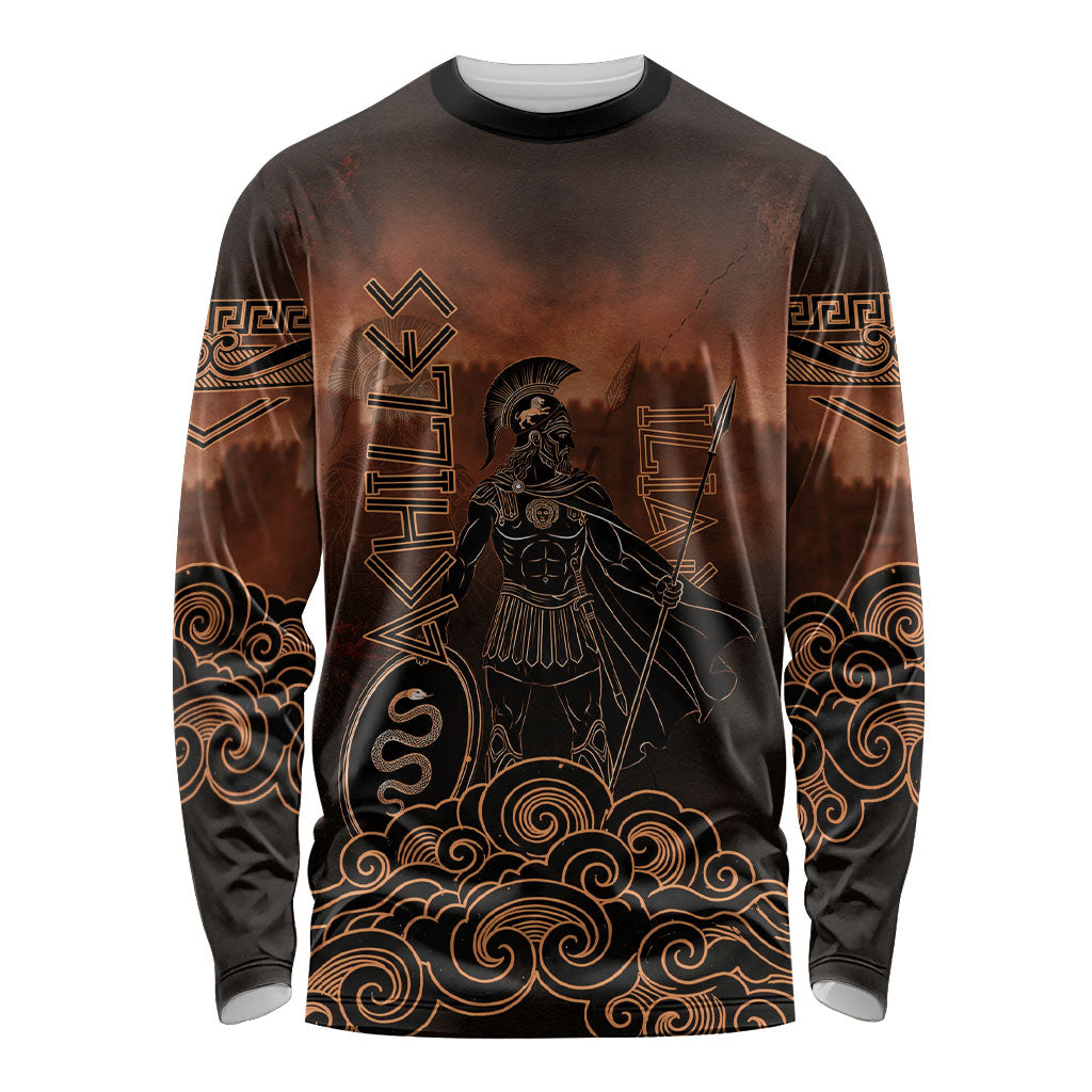 Achilles Iliad Greek Hero Legend Long Sleeve Shirt Trojan War Spartan Warrior Spear Graphic Art