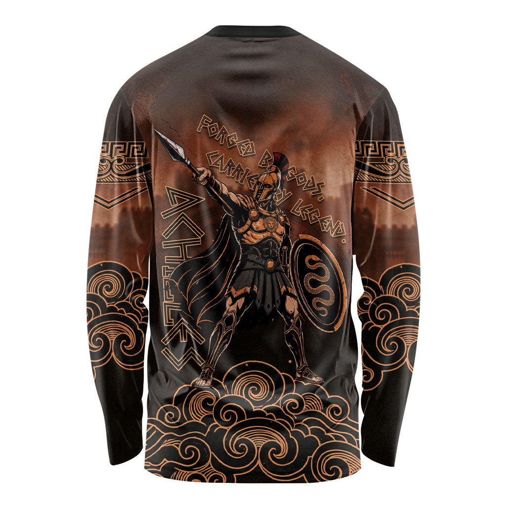 Achilles Iliad Greek Hero Legend Long Sleeve Shirt Trojan War Spartan Warrior Spear Graphic Art