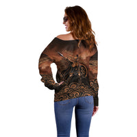 Achilles Iliad Greek Hero Legend Off Shoulder Sweater Trojan War Spartan Warrior Spear Graphic Art