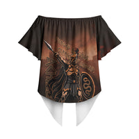 Achilles Iliad Greek Hero Legend Off Shoulder Wrap Waist Top Trojan War Spartan Warrior Spear Graphic Art